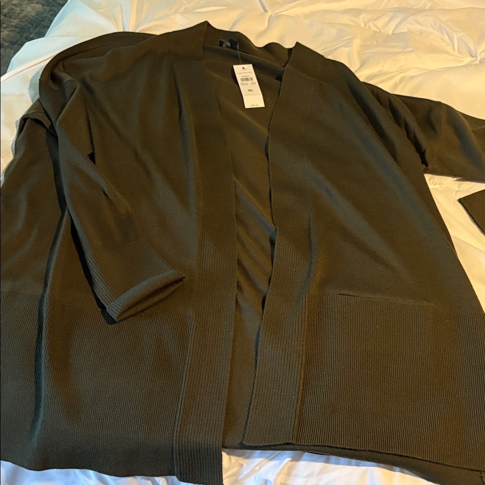 Ann Taylor NWT Sz XL Olive Green Women's Open Front Cardigan